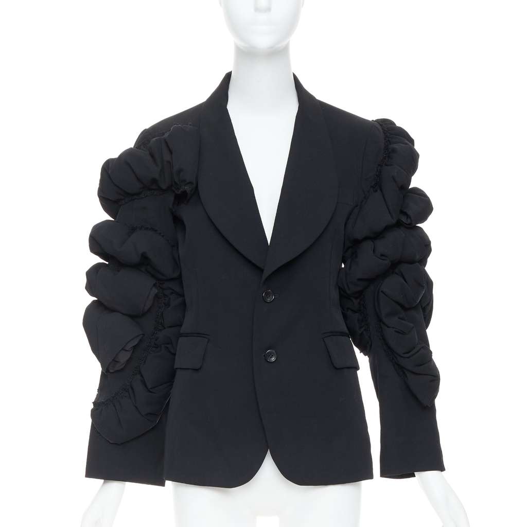 Comme Des Garcons Black Puff Blazer Black Wool Never worn - Front View