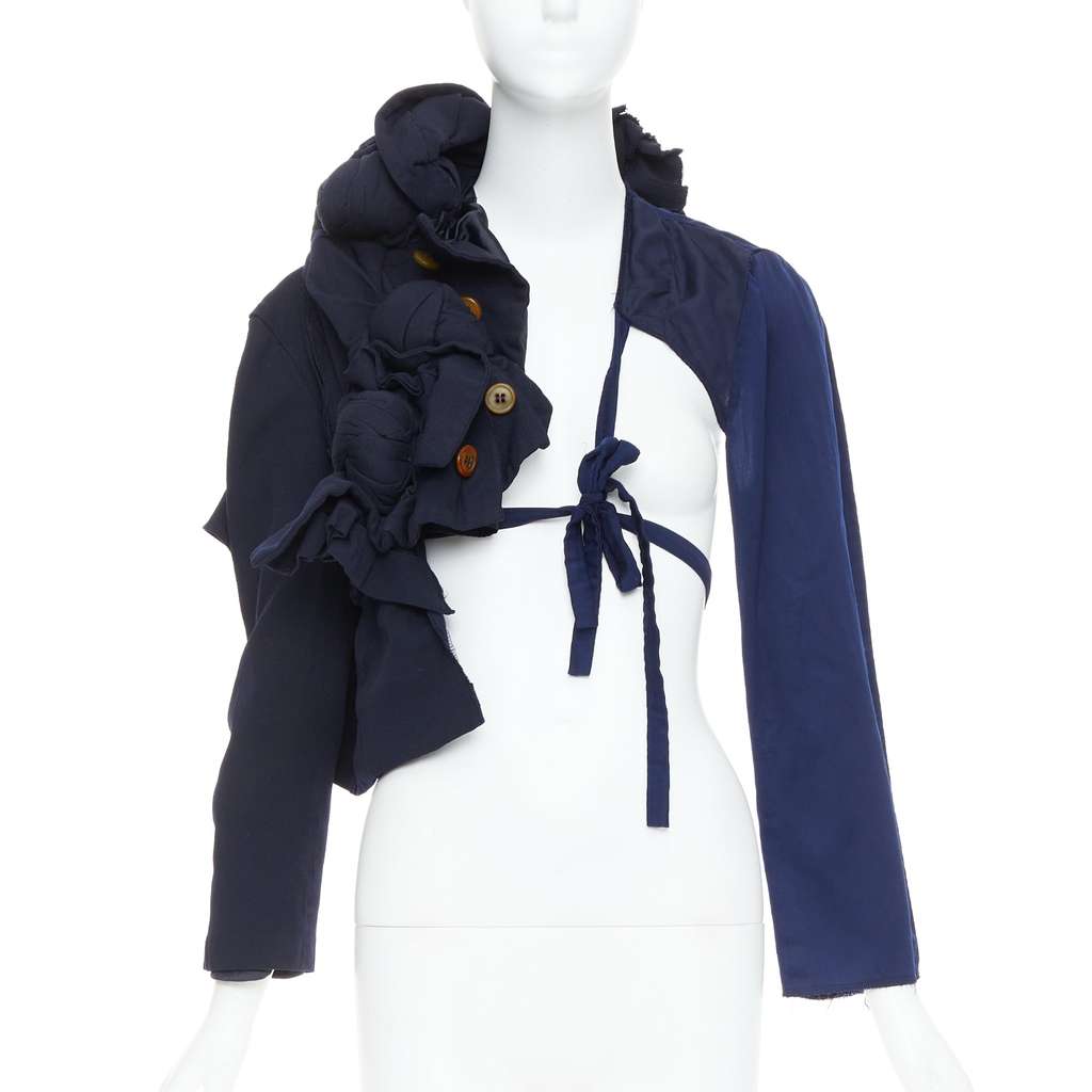 Comme Des Garcons Knot Tie Jacket Navy Polyester Good - Front View