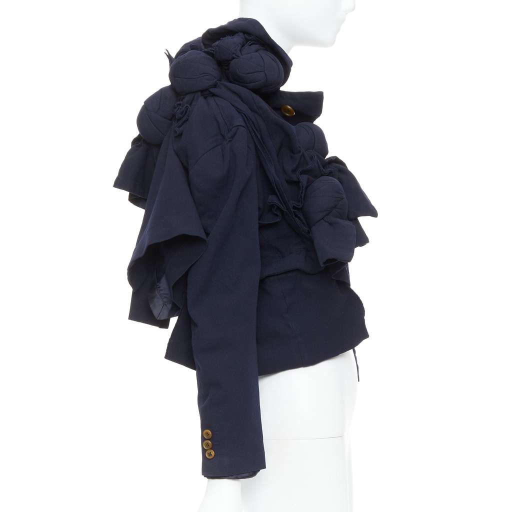 Comme Des Garcons Knot Tie Jacket Navy Polyester Good - Inside View