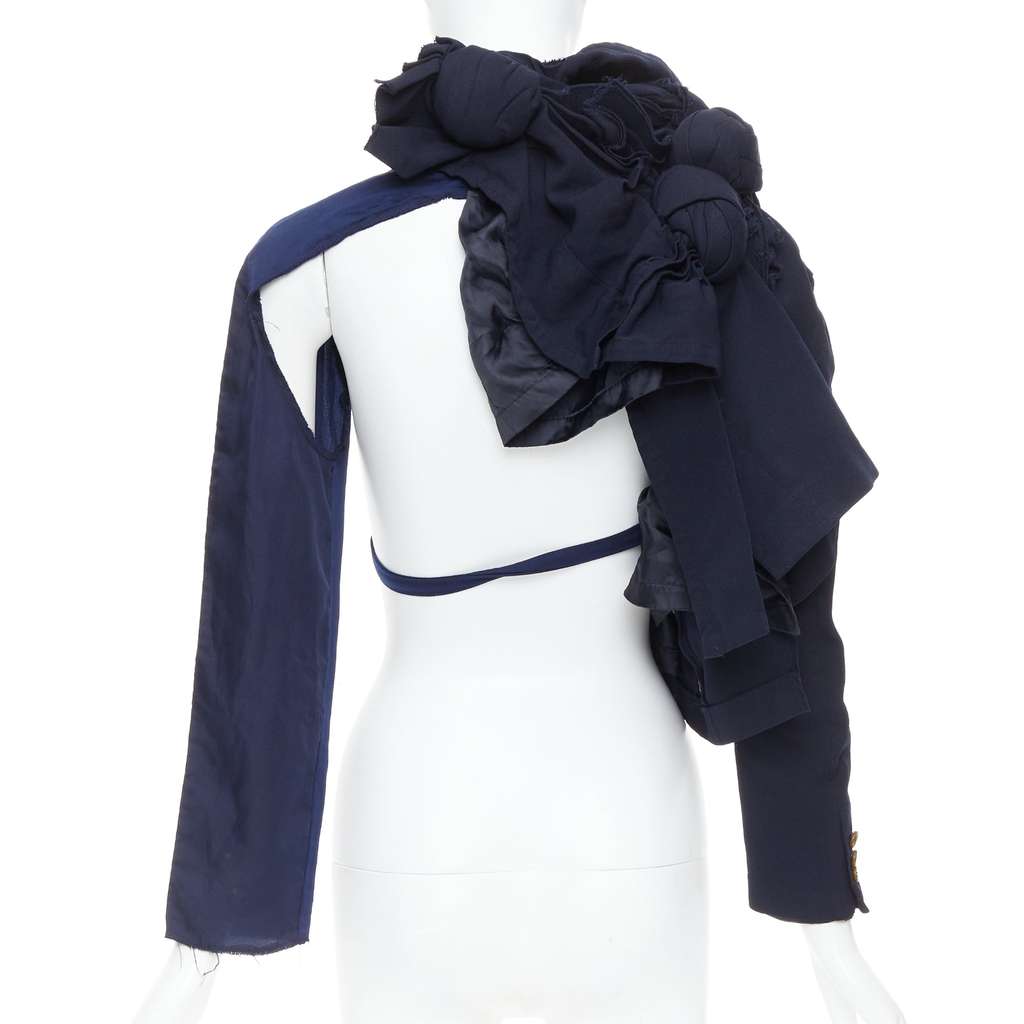 Comme Des Garcons Knot Tie Jacket Navy Polyester Good - Model View