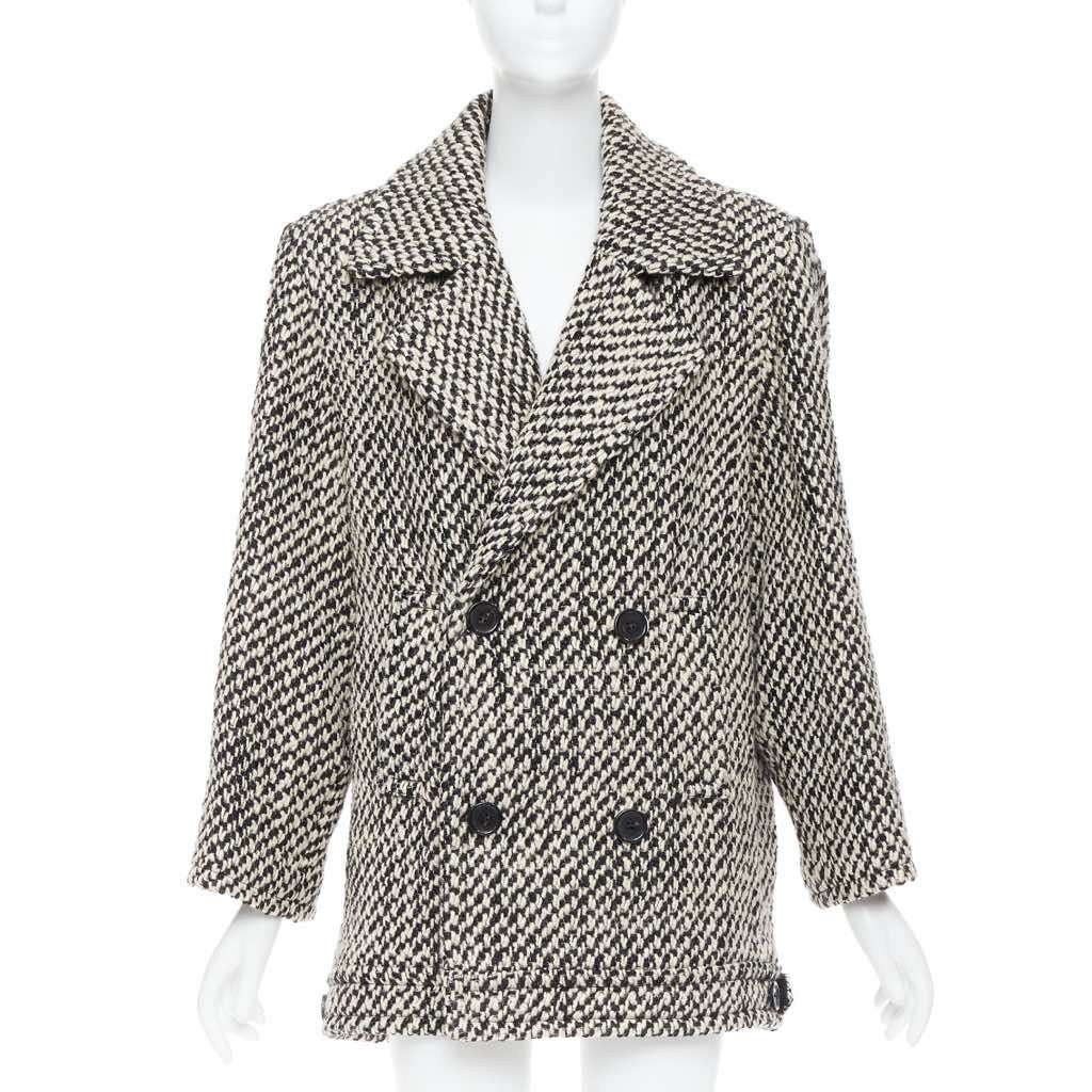 Saint Laurent Grey Oversized Coat Black Wool Never worn, with tag - Front View