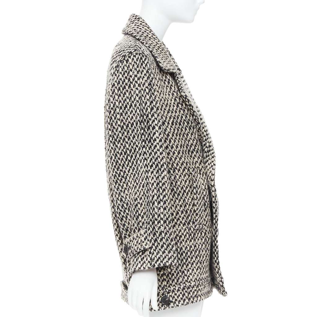 Saint Laurent Grey Oversized Coat Black Wool Never worn, with tag - Model View