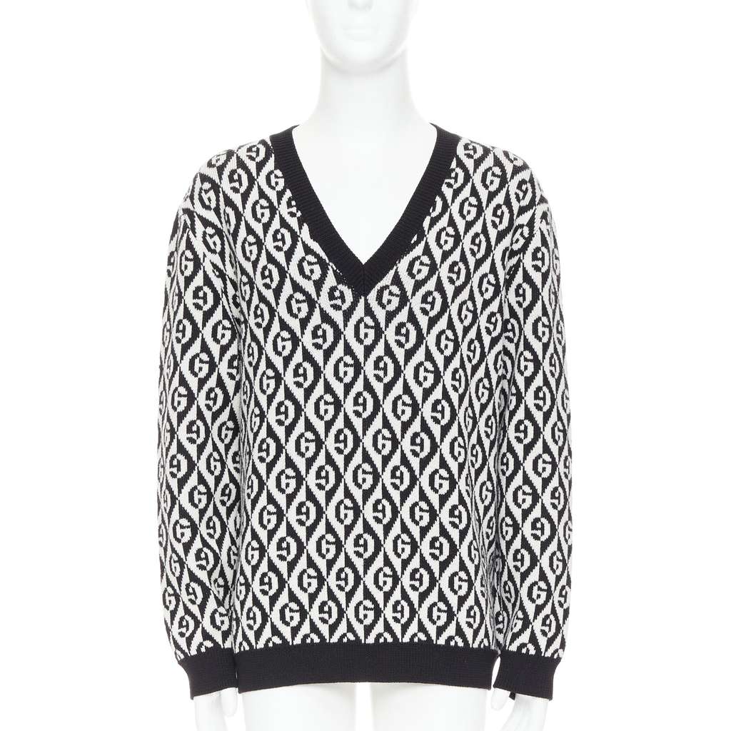 Gucci G Monogram Sweater Black Wool Never worn - Front View