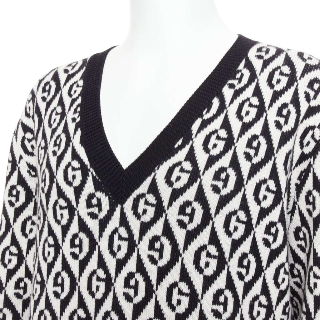 Gucci G Monogram Sweater Black Wool Never worn - Back View