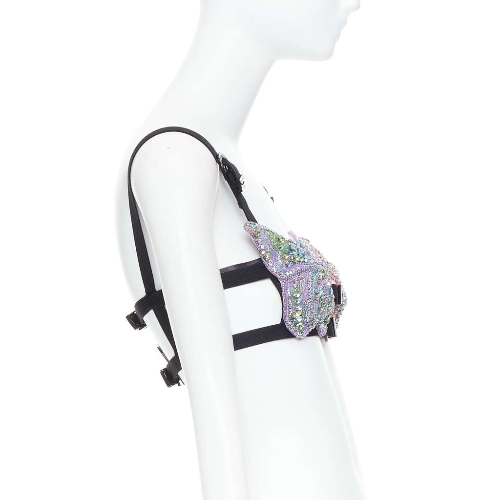 Versace Crystal Butterfly Bra Pink Polyester Never worn, with tag - Model View
