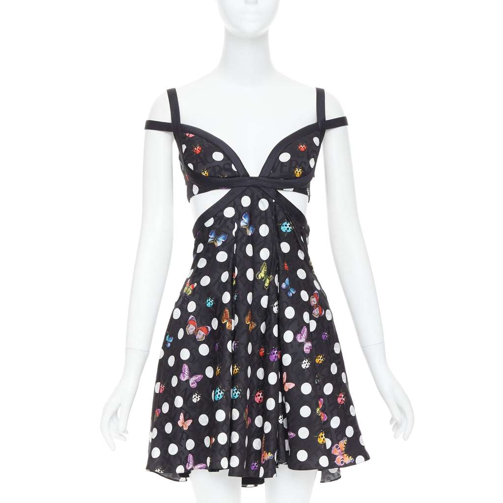 Versace Butterfly Harness Dress Black Viscose Very good condition - Front View