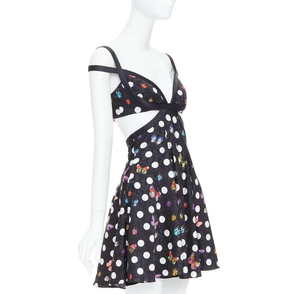 Versace Butterfly Harness Dress Black Viscose Very good condition - Inside View