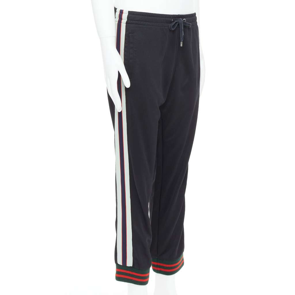 Gucci Logo Tape Track Pants Black Polyester Fair condition - Front View