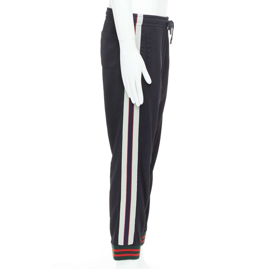 Gucci Logo Tape Track Pants Black Polyester Fair condition - Model View