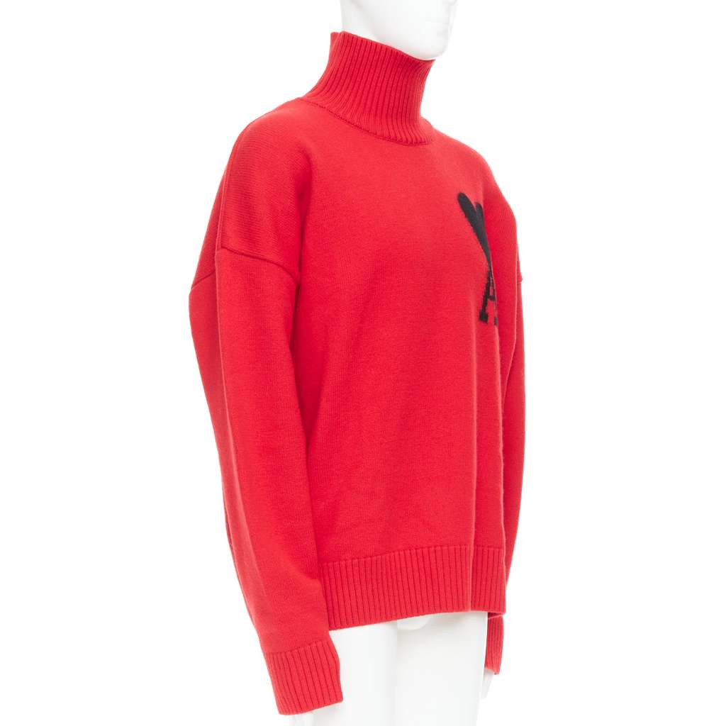 Ami Heart Logo Turtleneck Red Wool Very good - Inside View