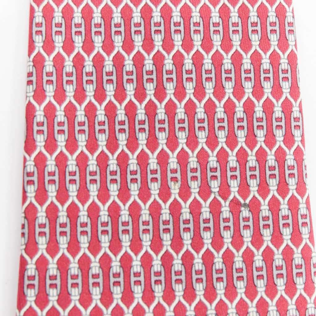 Hermès Signature H Chain Tie Red Silk Very good condition - Inside View