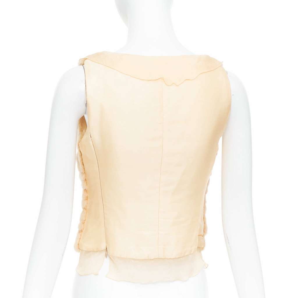 Prada Dyed Fur Satin Vest Ecru Silk Fair condition - Box View