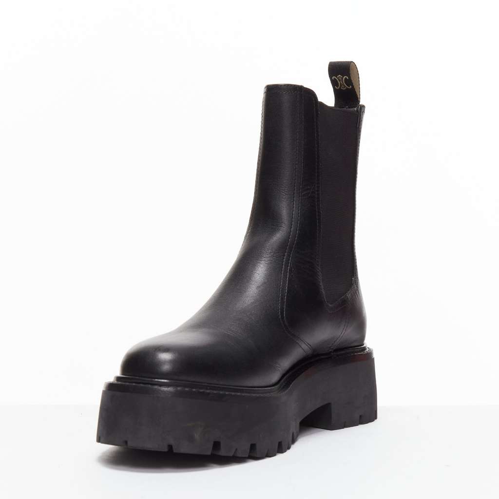 Celine Bulky Chelsea Black Leather Very good - Box View