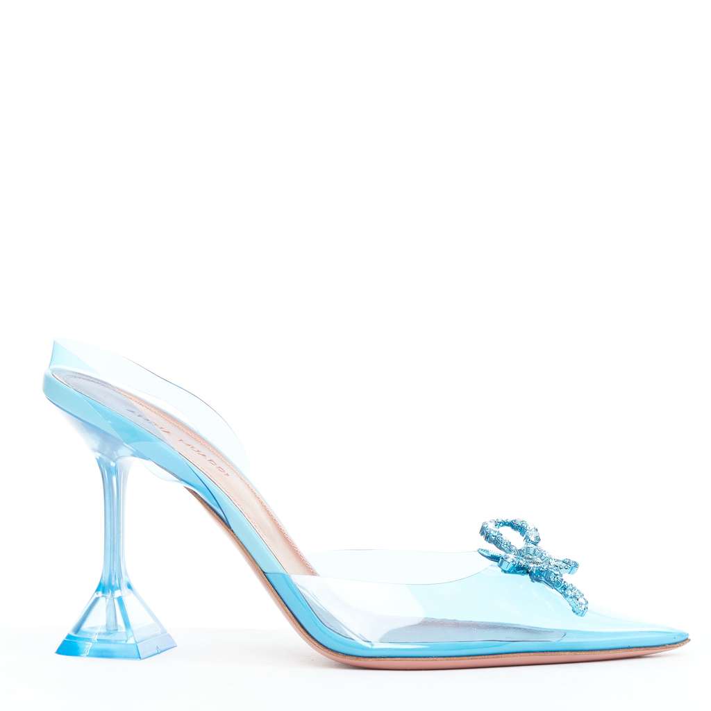 Amina Muaddi Rosie Glass 95 Blue Plastic Very good - Front View