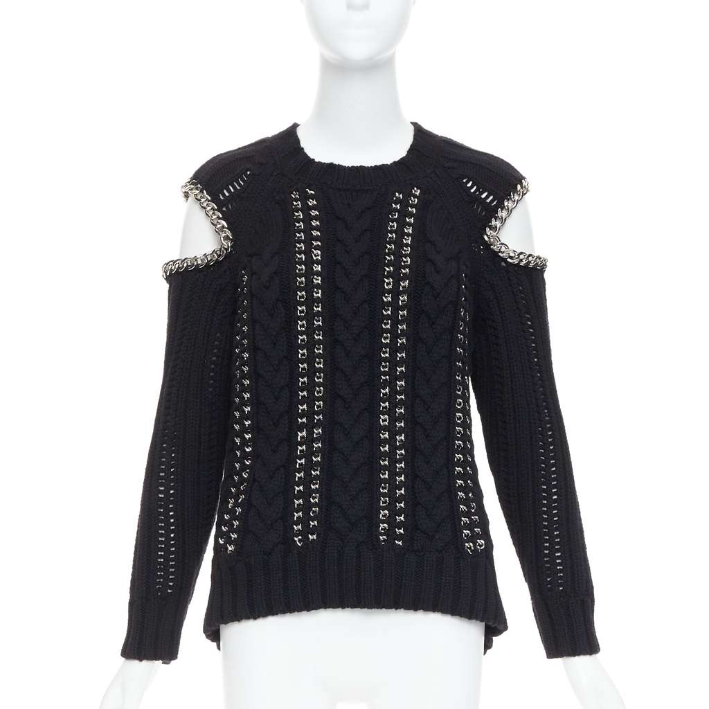 Alexander McQueen Chain Cold Sweater Black Cashmere Very good - Front View