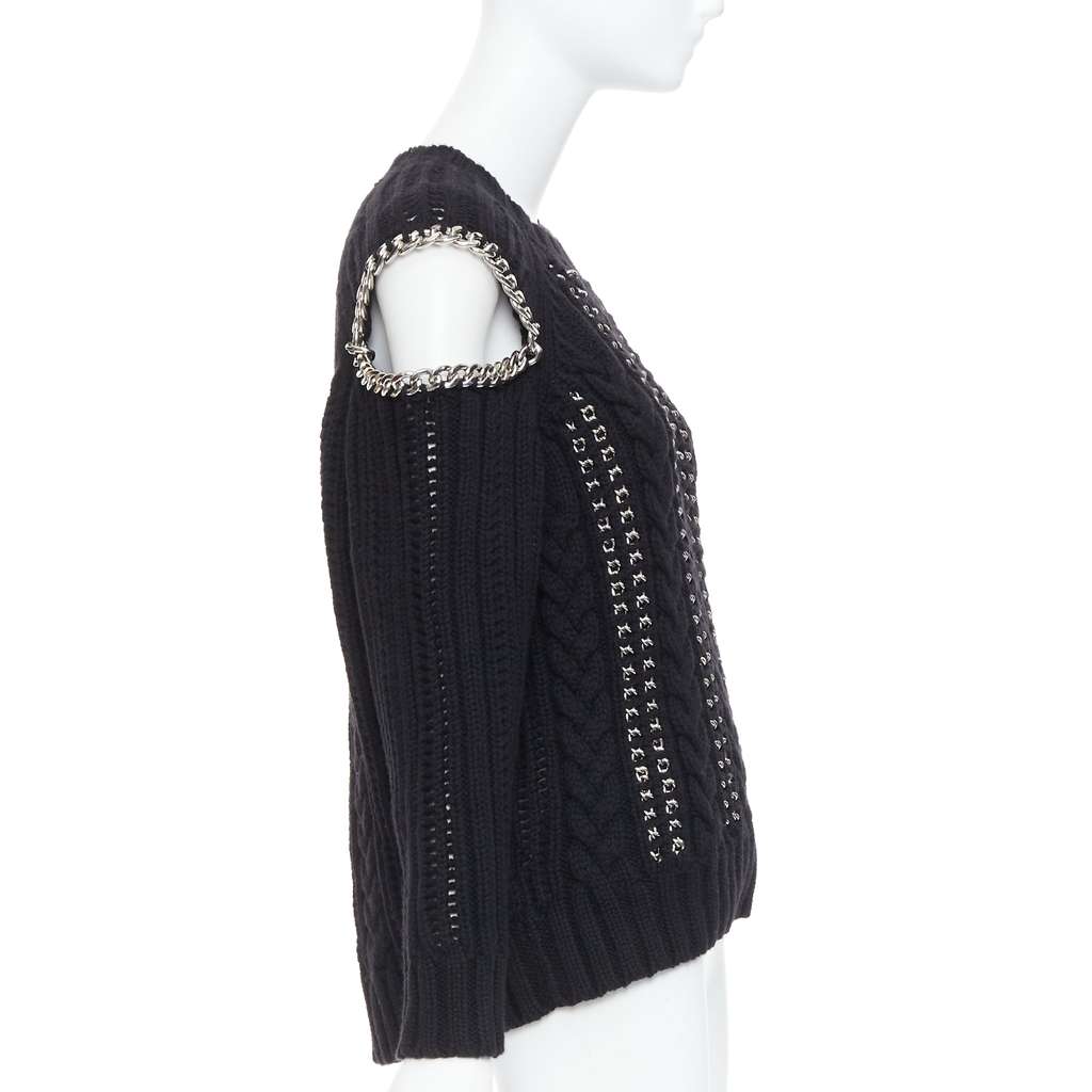 Alexander McQueen Chain Cold Sweater Black Cashmere Very good - Model View