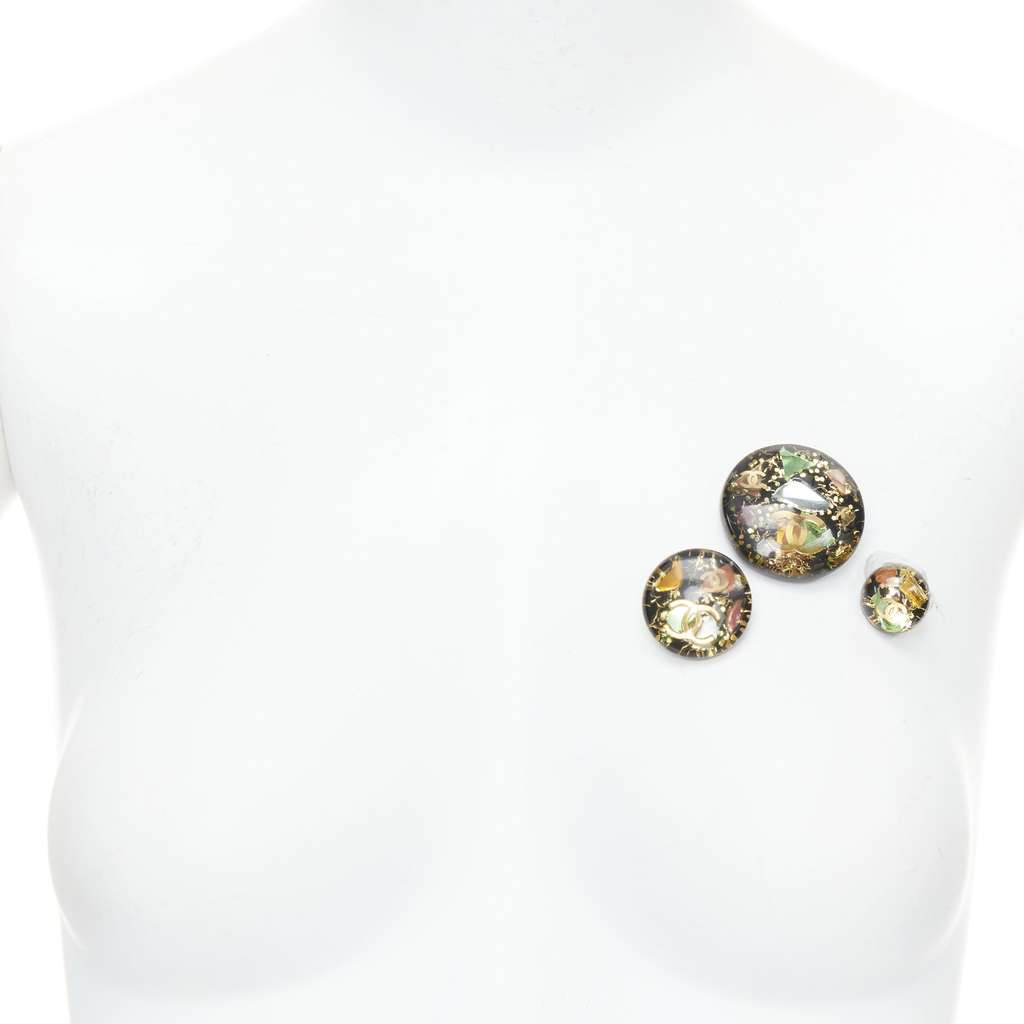 Chanel Set of 3 Pins Black Plastic Very good - Back View