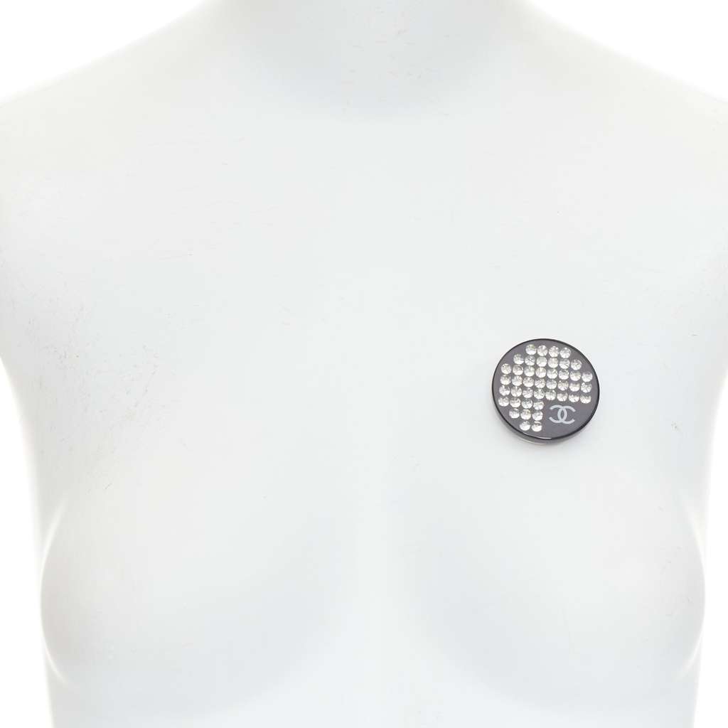 Chanel Diamante CC Pin Black Plastic Very good - Back View