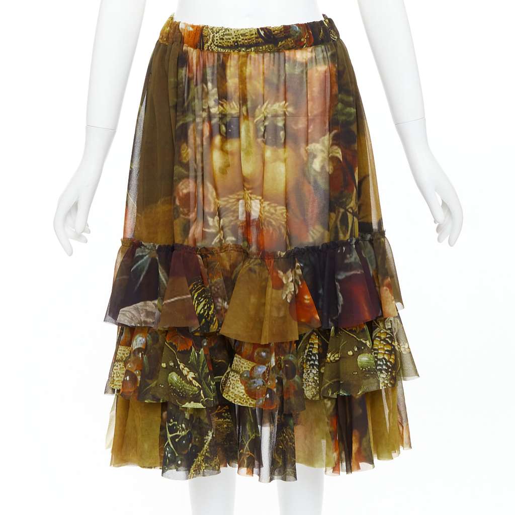 Comme Des Garcons Face Print Skirt Brown Polyester Very good condition - Front View