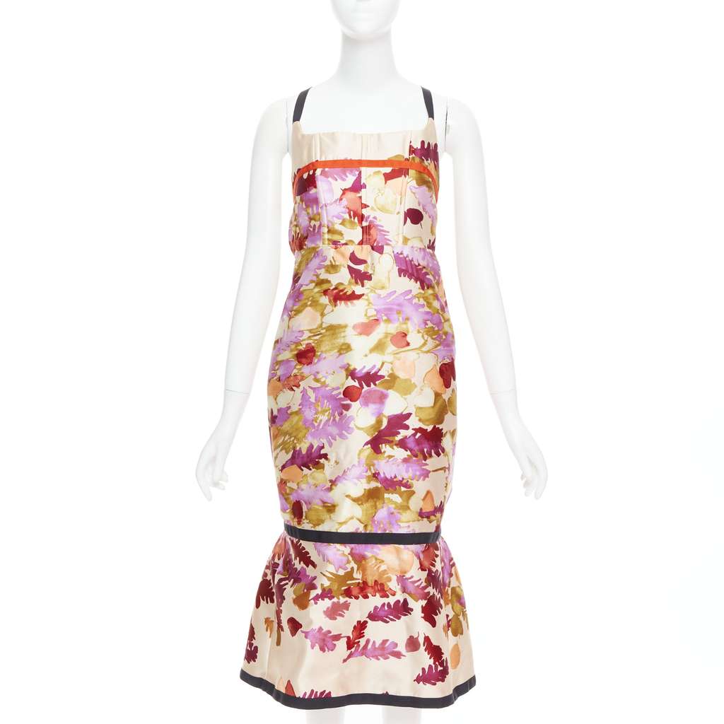Prada Floral Bondage Dress MultiColor Wool Very good - Front View