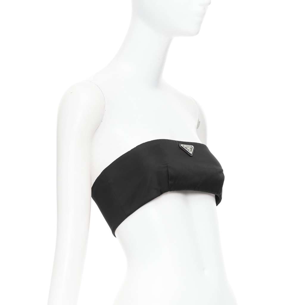 Prada Plunge Crop Bralette Black Never worn, with tag - Inside View