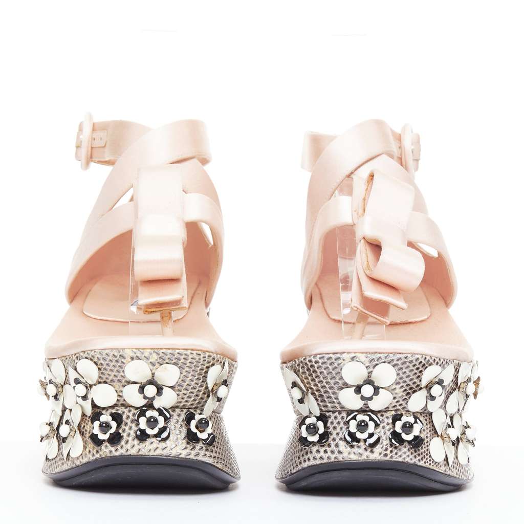 Prada Floral Geisha Platforms Pink Silk Very good condition - Inside View