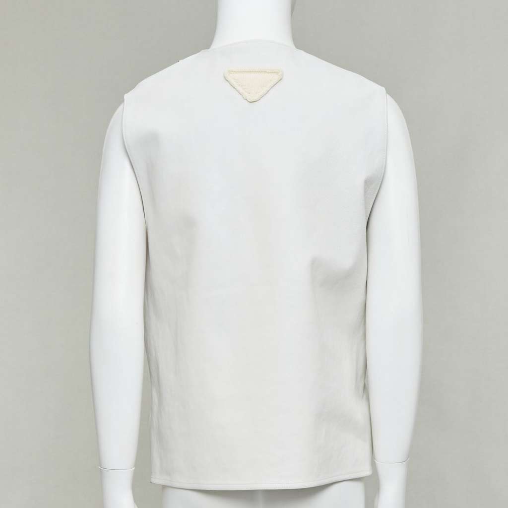 Prada White Leather Vest Ecru Leather Very good condition - Box View
