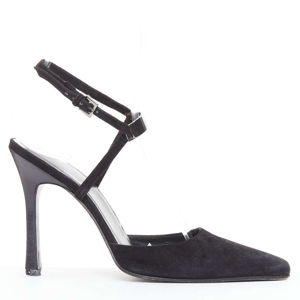 Gucci Metal ID Slingbacks Black Suede Good - Back View