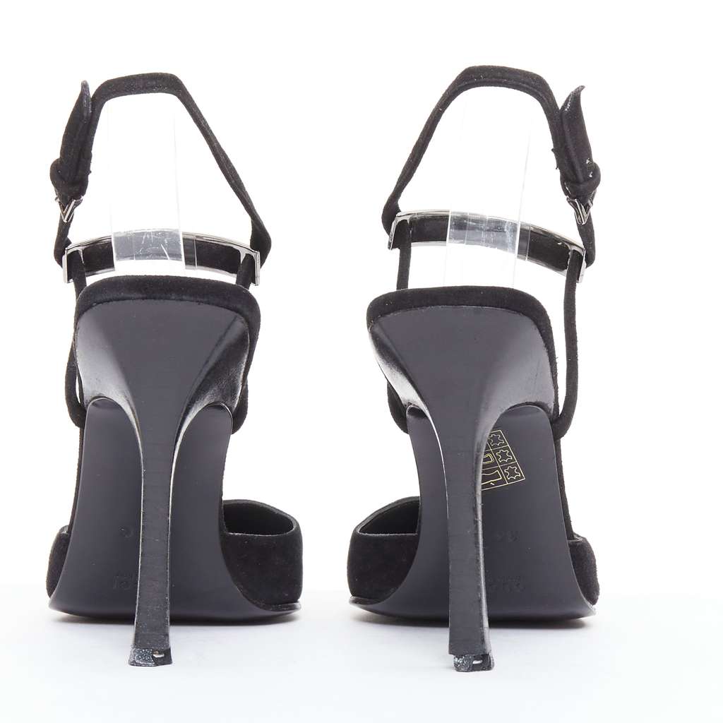 Gucci Metal ID Slingbacks Black Suede Good - Box View