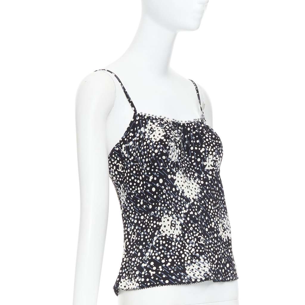 Chanel Polka Dot Camisole Black Silk Very good - Inside View