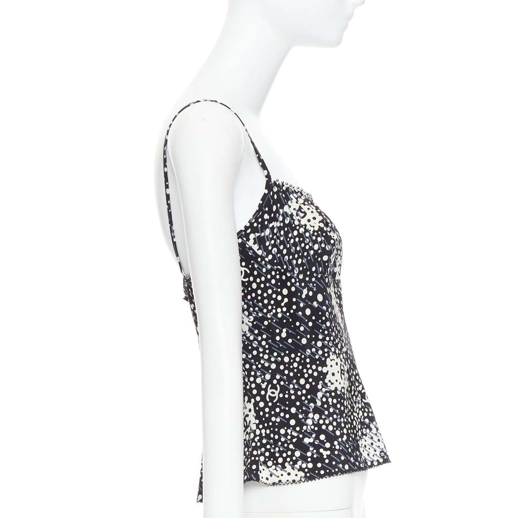 Chanel Polka Dot Camisole Black Silk Very good - Model View