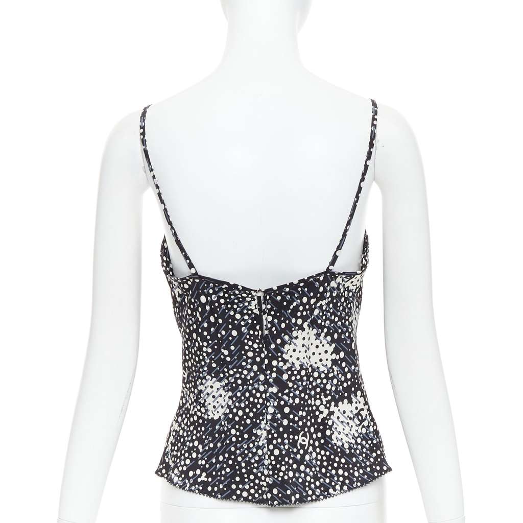 Chanel Polka Dot Camisole Black Silk Very good - Box View