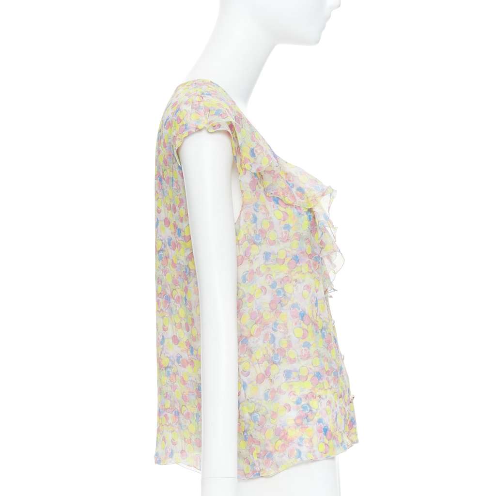 Chanel Pastel CC Ruffle Blouse MultiColor Silk Very good - Model View