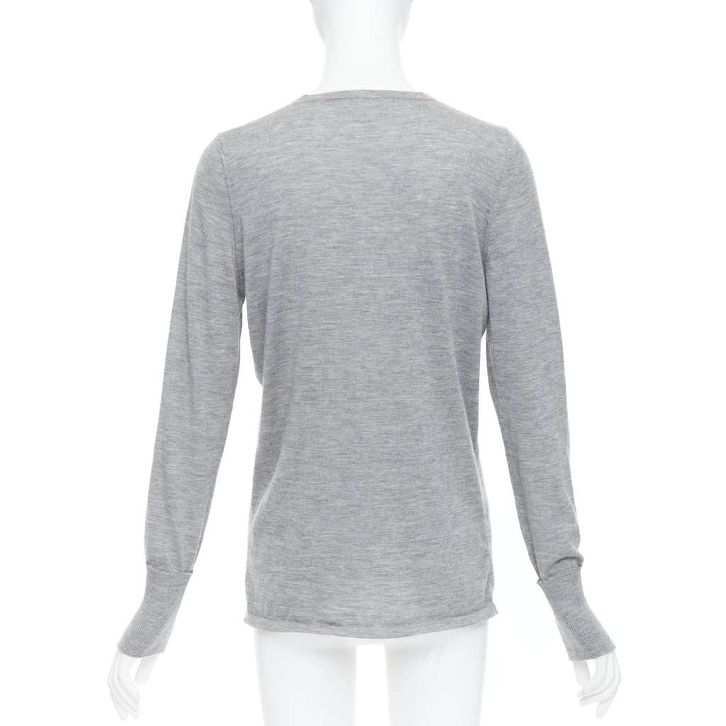 Chanel Camellia Button Sweater Grey Cashmere Very good - Box View