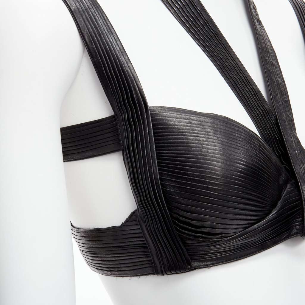Givenchy Pleated Leather Bra Black Leather Good condition - Back View