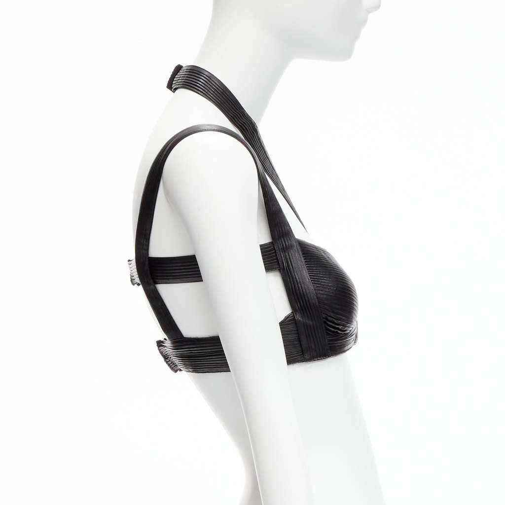 Givenchy Pleated Leather Bra Black Leather Good condition - Model View
