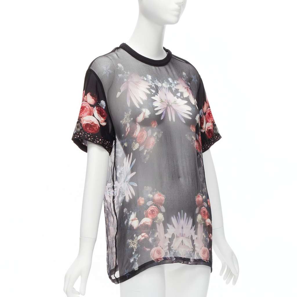 Givenchy Floral Goth T-Shirt Black Silk Very good - Inside View