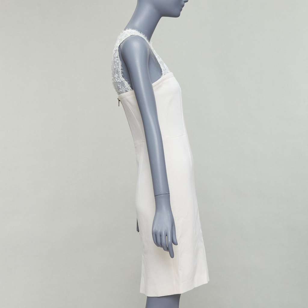 Emilio Pucci Collar Cocktail Dress Ecru Wool Very good - Model View