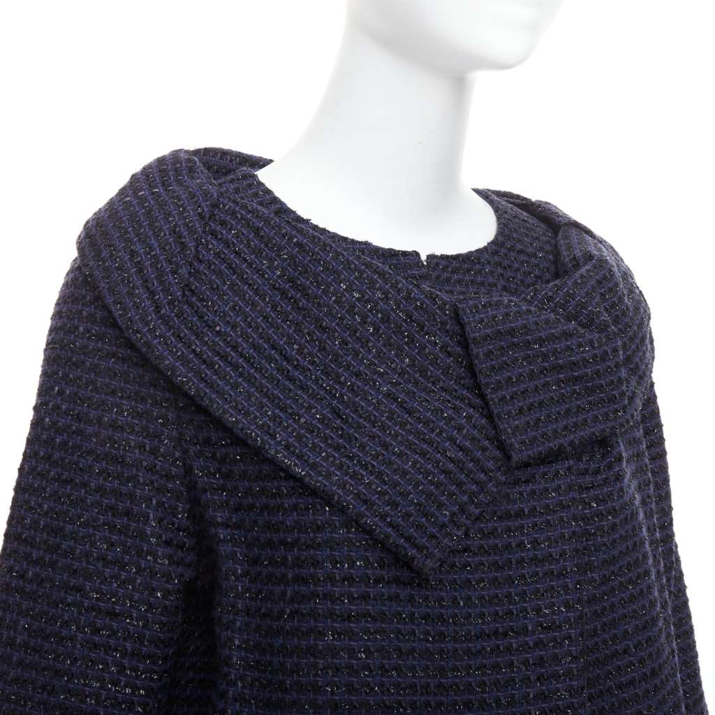 Roland Mouret Navy Tweed Coat Navy Tweed Very good - Back View
