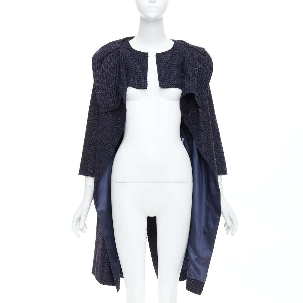 Roland Mouret Navy Tweed Coat Navy Tweed Very good - Inside View
