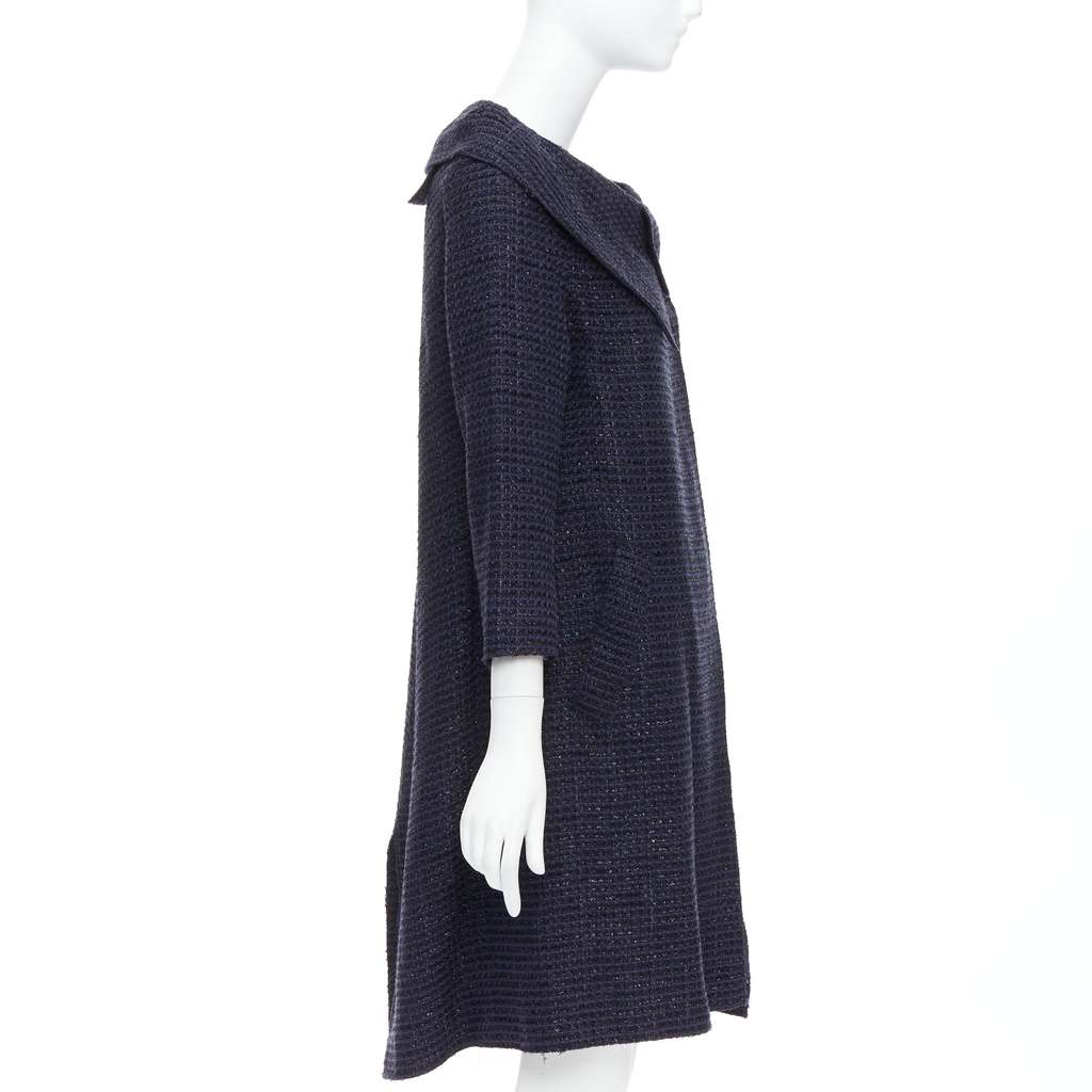 Roland Mouret Navy Tweed Coat Navy Tweed Very good - Box View