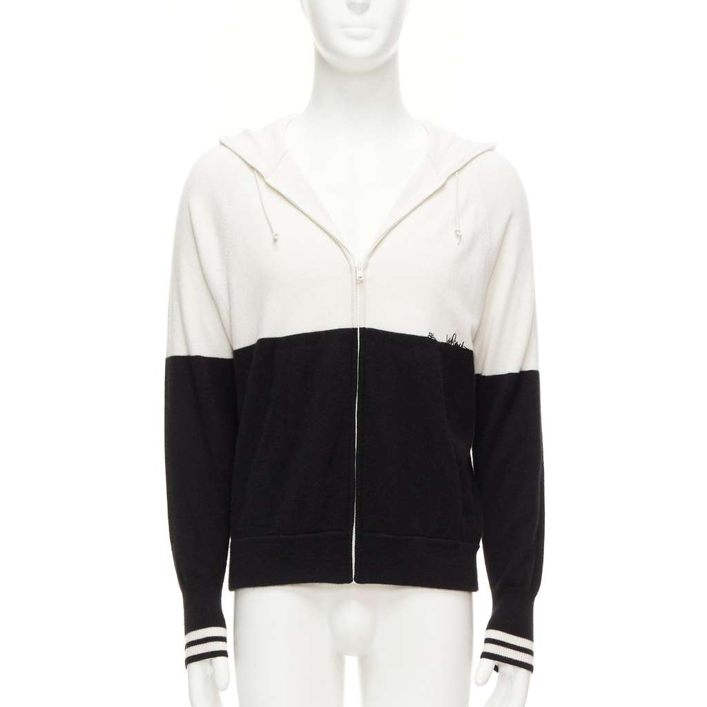 Loro Piana Logo Embroidery Hoodie Black Cashmere Good - Front View