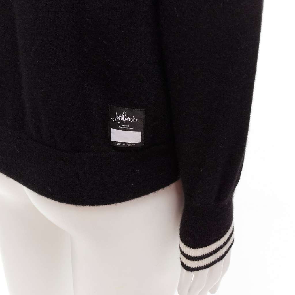 Loro Piana Logo Embroidery Hoodie Black Cashmere Good - Back View