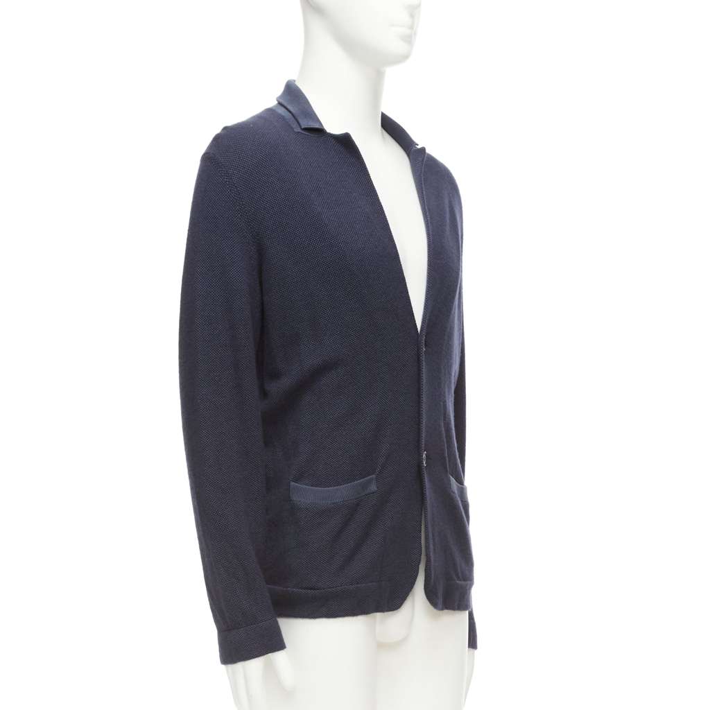 Loro Piana Navy Cashmere Cardigan Blue Silk Very good - Model View