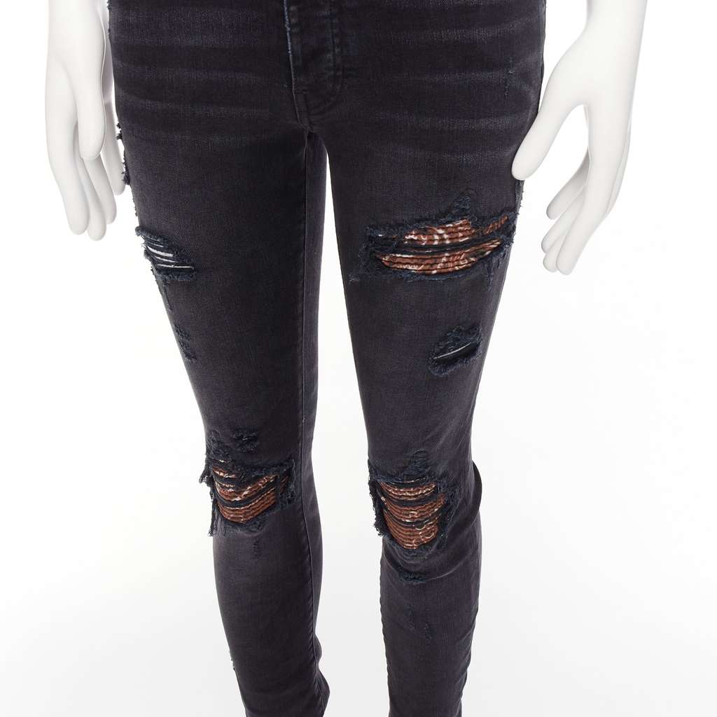 Amiri Charcoal Distressed Jeans Black Cotton Very good - Back View