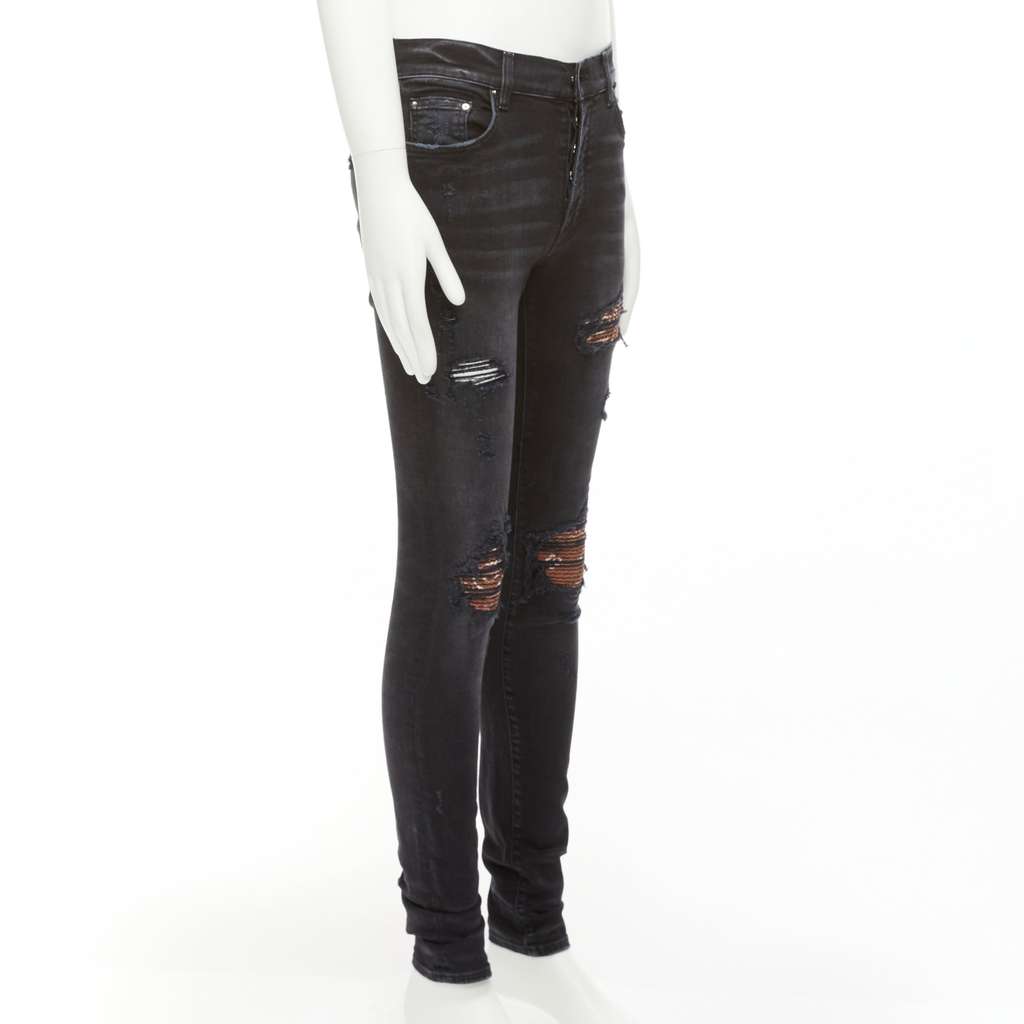 Amiri Charcoal Distressed Jeans Black Cotton Very good - Inside View
