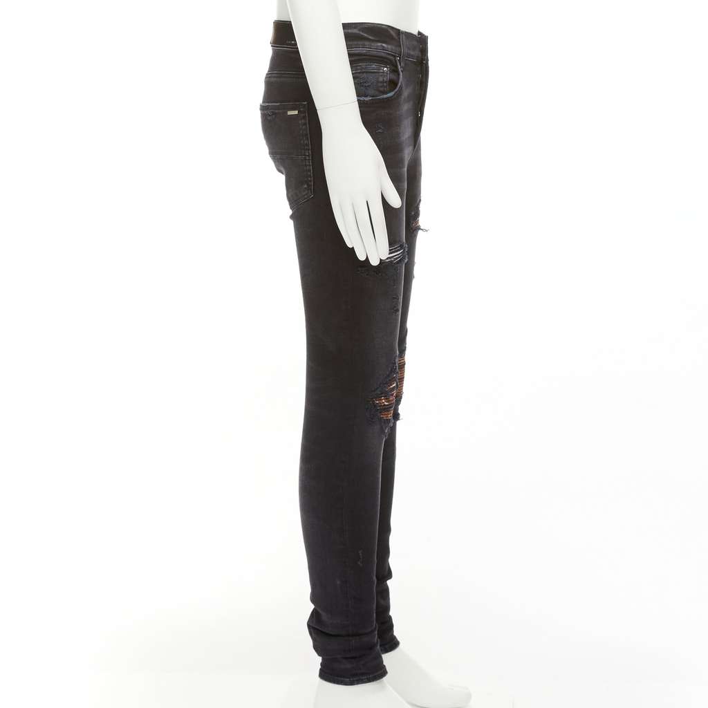 Amiri Charcoal Distressed Jeans Black Cotton Very good - Model View