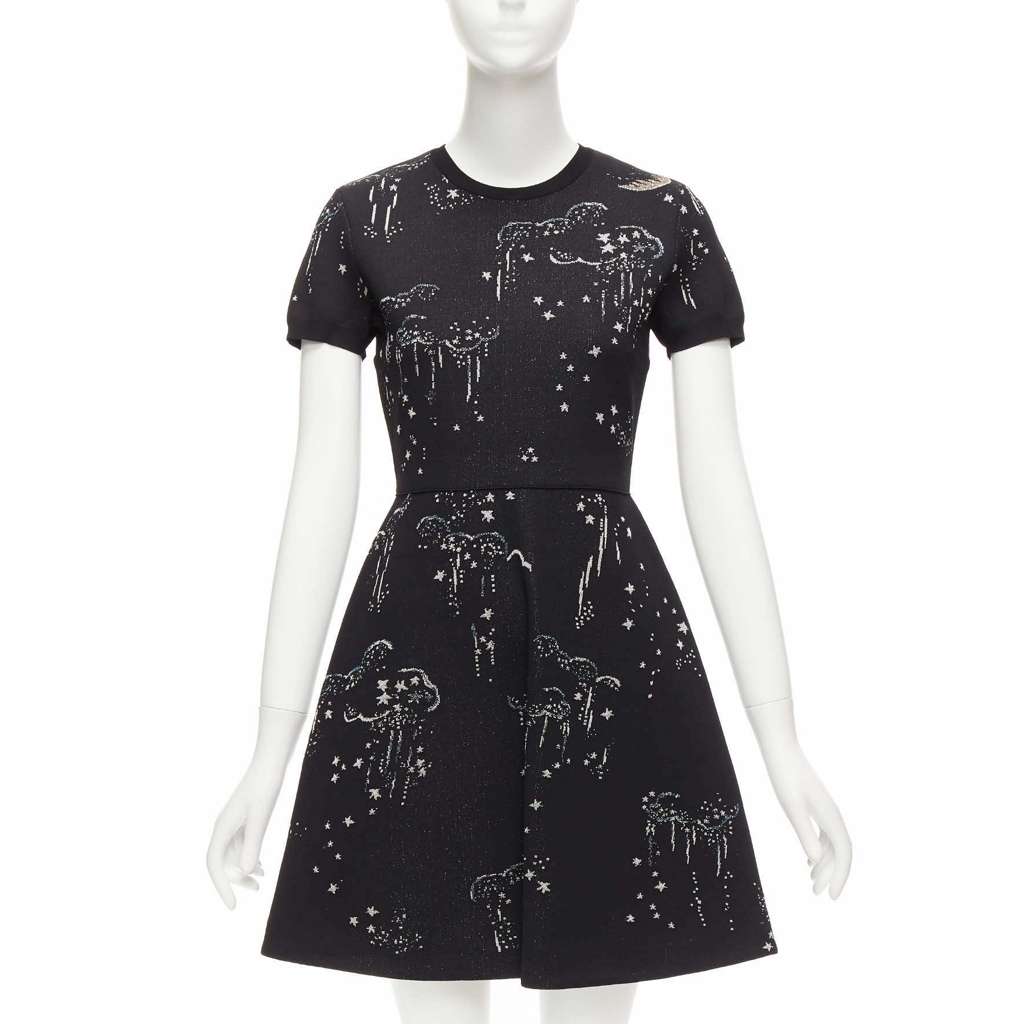 Valentino Garavani Glitter Cloud Dress Black Viscose Never worn - Front View