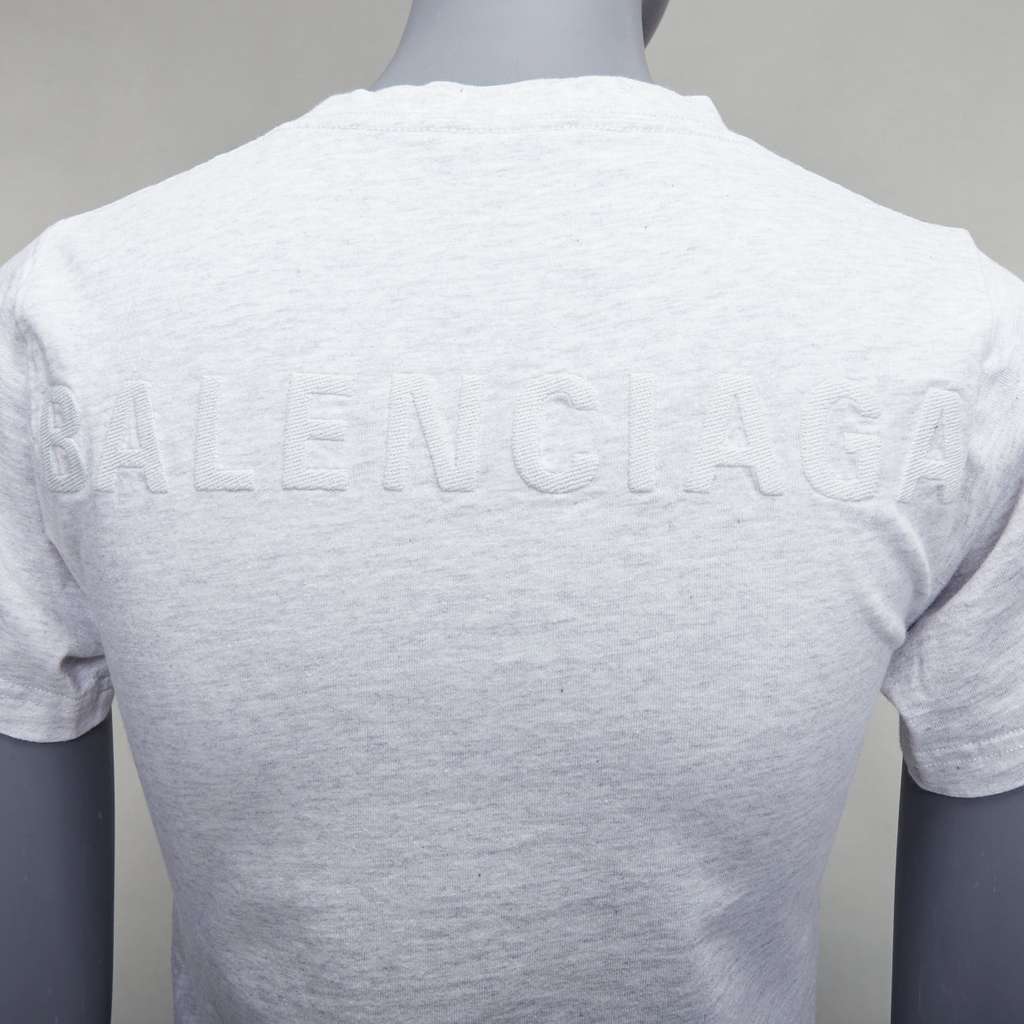 Balenciaga Logo Embroidery Tee Grey Cotton Very good - Back View