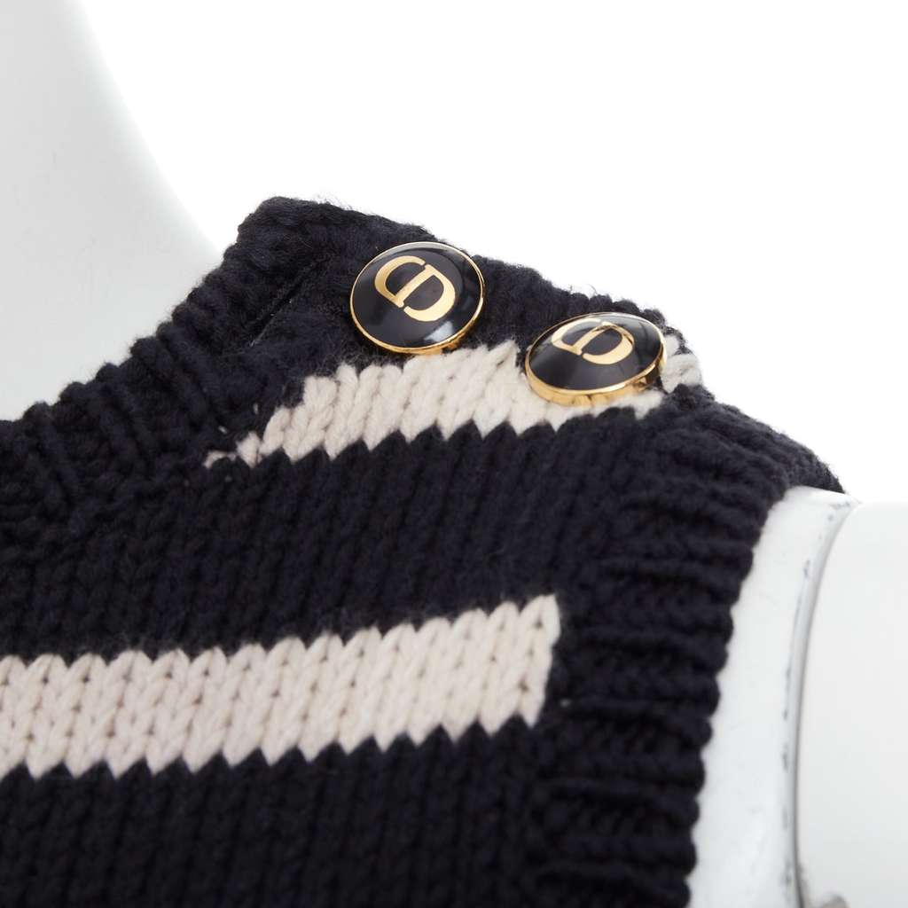 Dior Striped Button Vest Black Cotton Fair - Back View